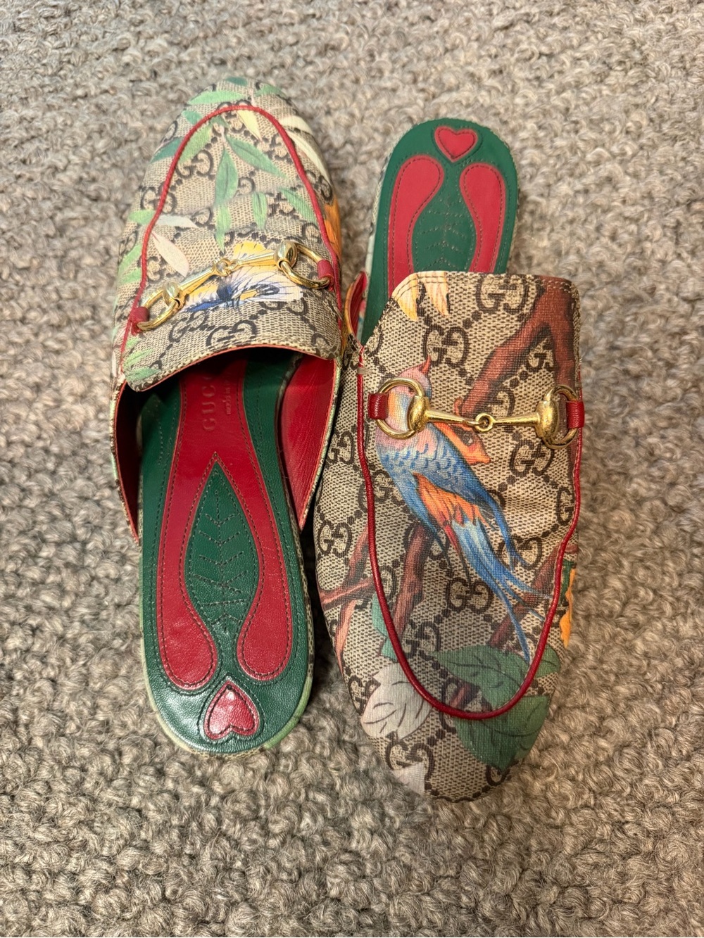 Gucci Floral GG Horsebit Mules - Beige, Red, Green, Blue - Picture 3 of 4